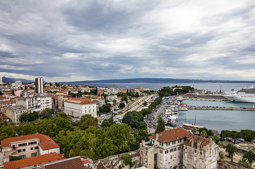 Split, Croatia - June 28, 2022: Split Old port panorama.