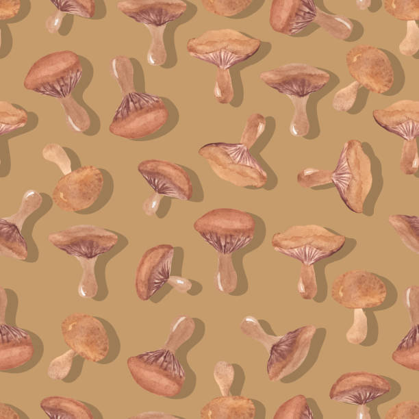 istock autumn watercolor mushrooms with wavy cap vector seamless pattern isolated hand drawn 1405661883