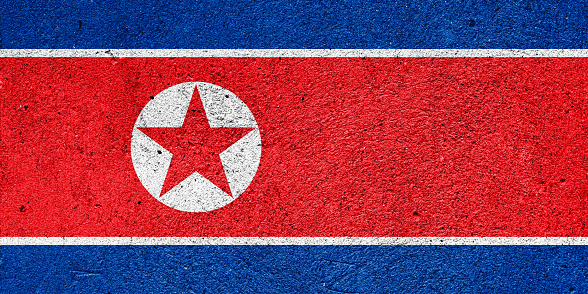 Flag of North Korea on a plaster wall