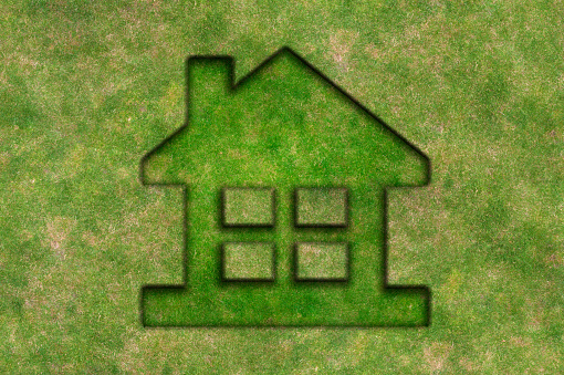 House Symbol Made Of Green Grass : Green Energy Concept