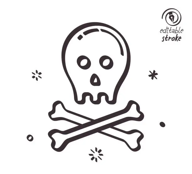 Vector illustration of Playful Line Illustration for Skull & Crossbones