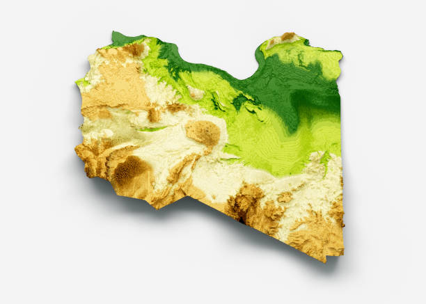 istock Libya Map Shaded relief Color Height map on white Background 3d illustration 1405663829