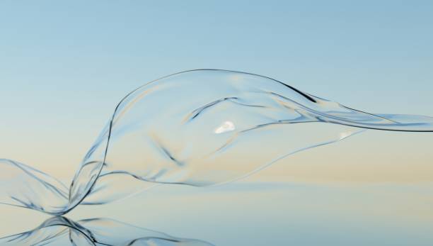 Wind glass ribbon on water. abstract wallpaper for banner. 3d rendering. stock photo