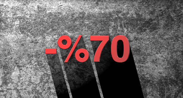 istock Red 70% discount Text on the Wall 1405667402