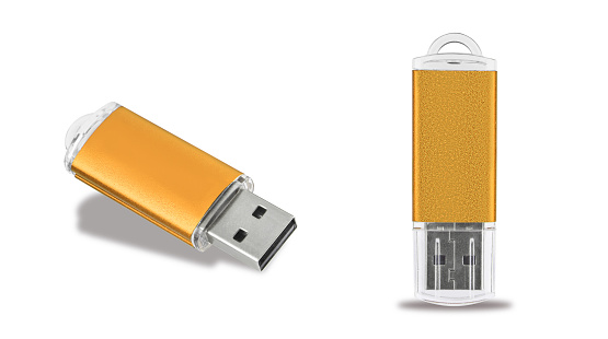 USB flash drive, flash memory on a white background