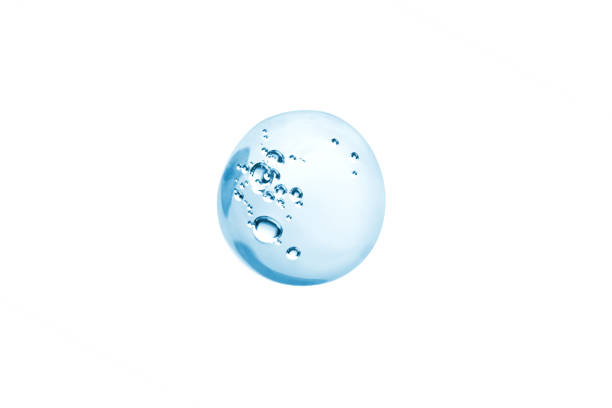 istock Drop cosmetic cream, serum transparent gel texture with bubble White background 1405675580