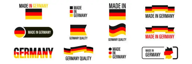 Vector illustration of Made in Germany sete icons. Germany quality logo. Vector illustration