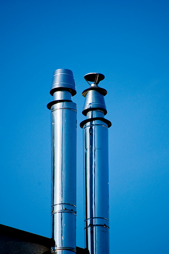 Flue gas chimneys made of stainless steel.