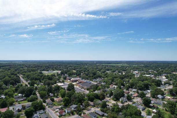 istock Beautiful sky and clouds over town 1405681803