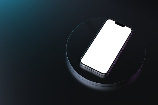 3D rendering Smart phone mockup, template on black background
