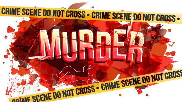 붉은 추상적 인 배경에 살인의 징후 - crime scene chalk outline crime murder stock illustrations