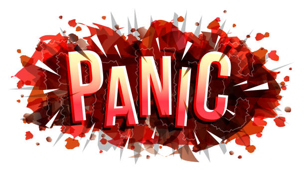 The word ''Panic'' on a red abstract background vector art illustration