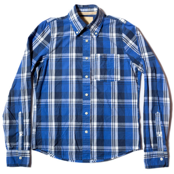 istock blue plaid long sleeve men's shirt 1405684514