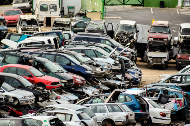 istock Old Junk Cars On Junkyard 1405686080