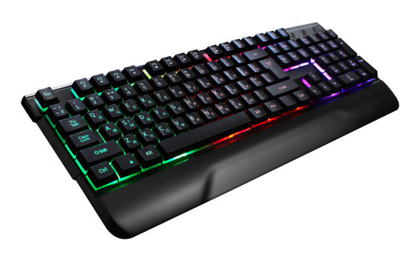 istock Gaming keyboard with RGB light on white 1405686667