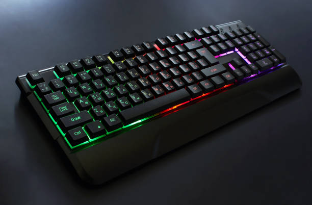 istock Gaming keyboard with RGB light on black 1405686672