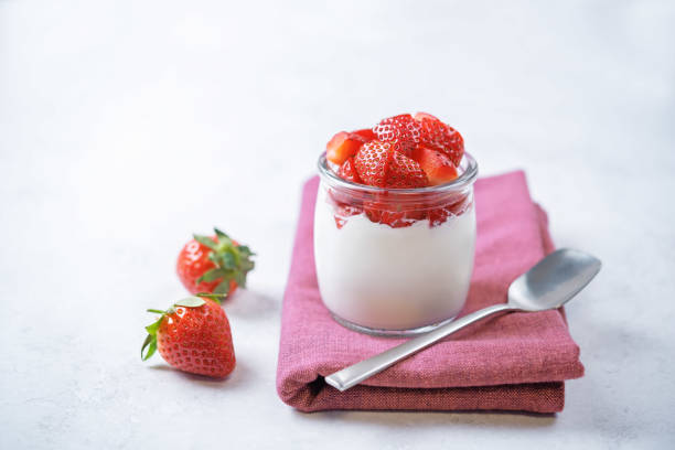 istock Greek yogurt strawberry parfait in a jar 1405687991