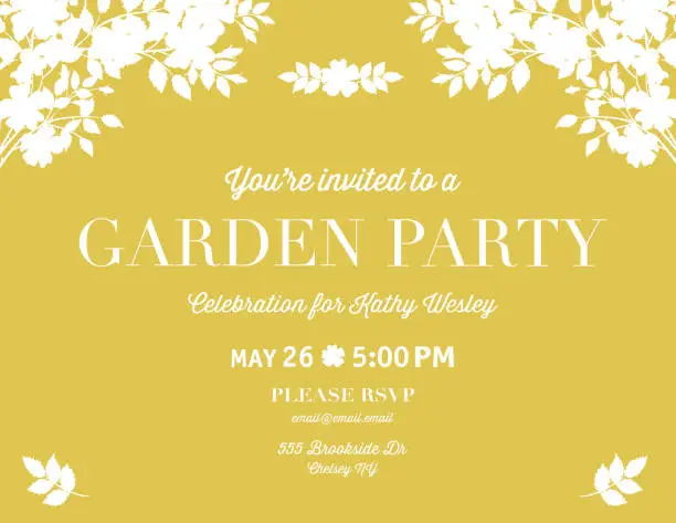 Vector illustration of Wild Roses Party Invitation Template