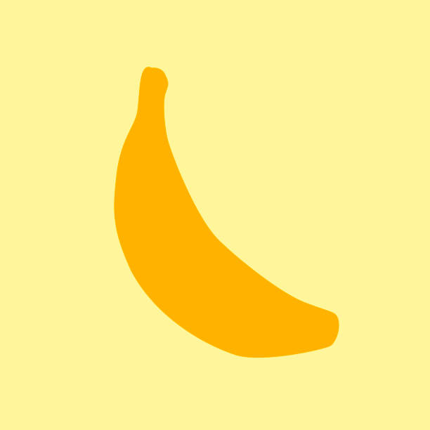свежий желтый силуэт тропического банана в стиле плоского дизайна. летний фруктовый контур иконки. - isolated isolated on yellow yellow background single object stock illustrations
