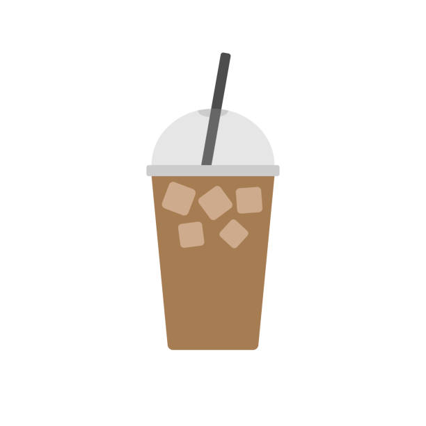 ベクターフラットカラーアイスコーヒー - coffee ice cube iced coffee tea点のイラスト素材／クリップアート素材／マンガ素材／アイコン素材