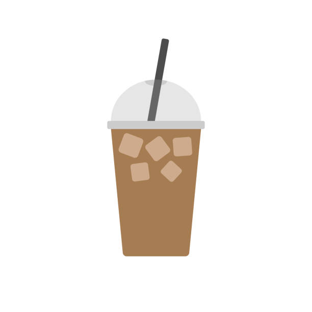 wektorowa kawa mrożona w płaskim kolorze - iced coffee stock illustrations