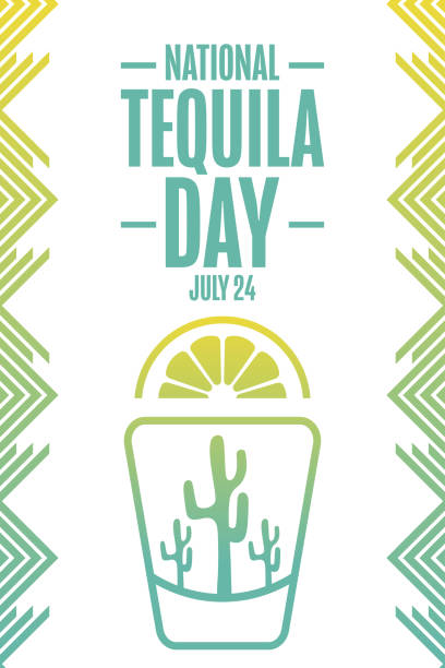 ilustrações de stock, clip art, desenhos animados e ícones de national tequila day. july 24. holiday concept. template for background, banner, card, poster with text inscription. vector eps10 illustration. - tequila shot