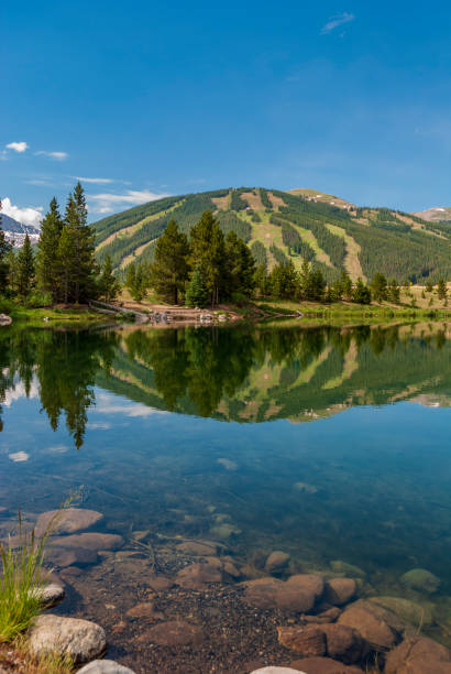 istock Reflections in a Mountain Pond with Copper Mountain Ski Area 1405691524