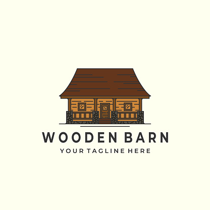 wooden barn with vintage color style logo icon template design. house, lodging , hut, vector illustration