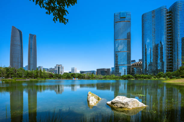 istock Early morning riverside Financial City 1405700183