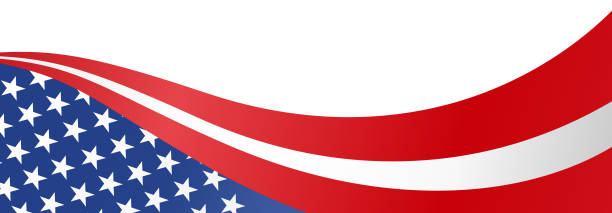 развевающийся флаг американца на белом фоне - government flag american culture technology stock illustrations