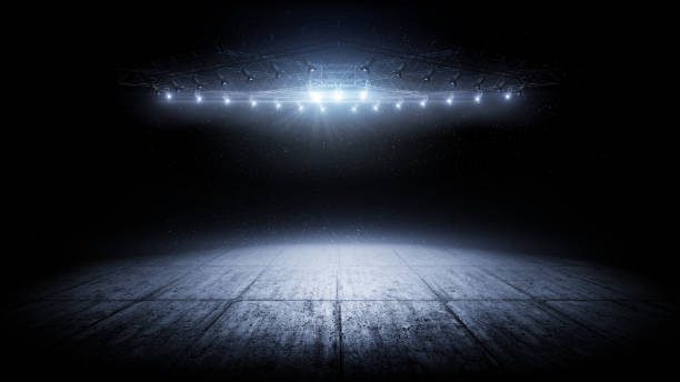 istock Concrete plates. 3D rendering beautiful concrete background. Realistic concrete and light on dark background. Texture. Spotlight shines on the concrete 1405705193