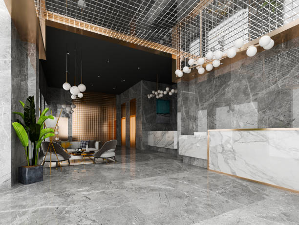 3d render luxury hotel lobby entrance 3d render luxury hotel lobby entrance lobby stock pictures, royalty-free photos & images