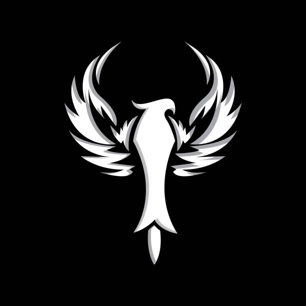 illustrazioni stock, clip art, cartoni animati e icone di tendenza di phoenix logo simbolo vettoriale - phoenix wing bird peacock