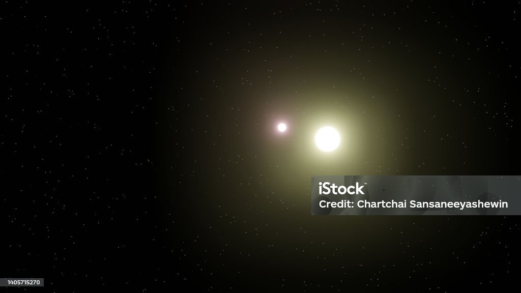 Binary star system Binary stars (red and yellow star) with star field (3D Rendering) Binary Code Stock Photo