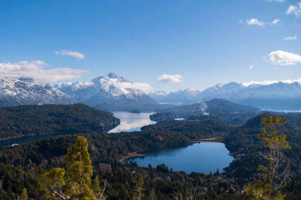 Beautiful landscape that can be seen from the tourist points of Bariloche. Relaxing, calm and therapeutic in sight. stock photo