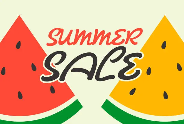 Vector illustration of Summer Sale, Logo. Watermelon, Watermelon slice.