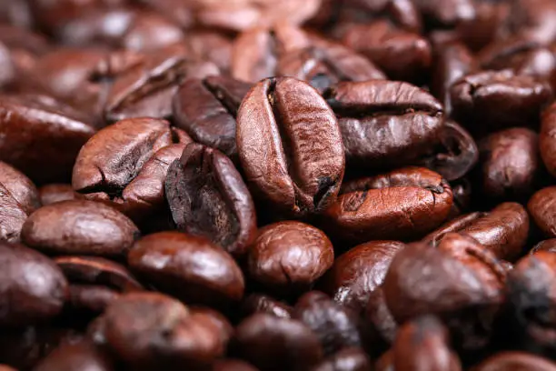 Coffee bean macro. coffee is very popular with people