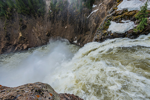 Brink of the Upper Yellowstone Falls. Yellowstone National Park, Wyoming.