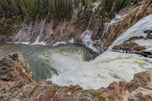Brink of the Upper Yellowstone Falls. Yellowstone National Park, Wyoming.