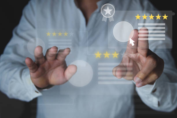 istock Human Resource Management Concept. Finding the best person for a work. Medium close up shot with virtual screen. 1405729403