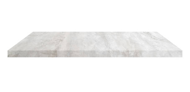 istock Concrete shelf table isolated on white background and display montage for product. 1405730550