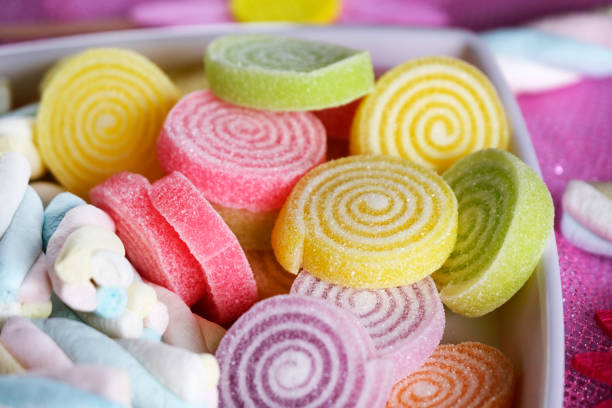 istock Multi-colored FRUIT FLAVOUR fluffy marshmallows, Tasty, Colorful Marshmallows. 1405731685