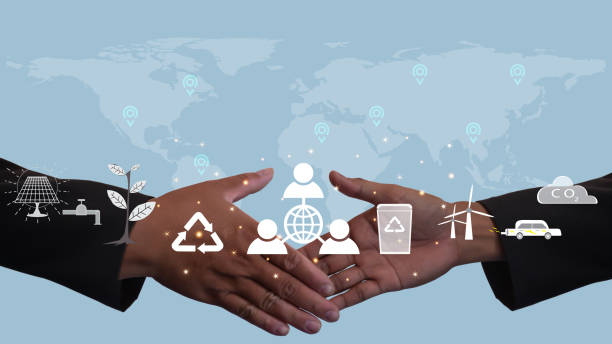 istock Energy Conservation Concept.Energy saving collaboration, Alternative energy use and the changing world, electric car in concept of green energy and eco power produced reduce CO2 emission. 1405732463