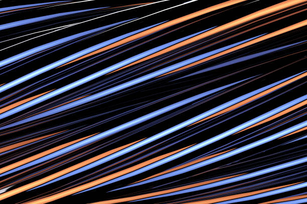 Steel Wire Rope Cable Background  in Yellow and Blue Lights extreme closeup. 3d Rendering