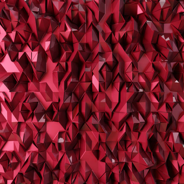istock 3D illustration, abstract red polygon crystal background, Futuristic polygonal shape texture, triangle pattern design. 3d rendering. 1405735551