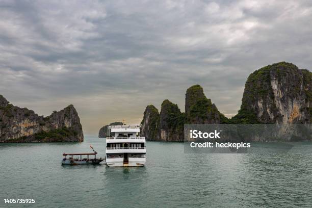 The Island And Rocks Of The Ha Long Bay In Vietnam Stock Photo - Download Image Now - Aerial View, Asia, Bay of Water