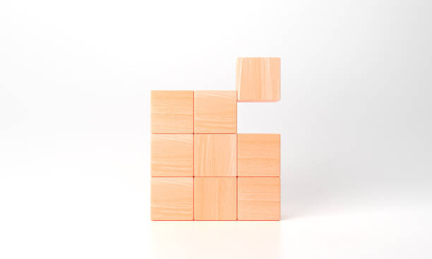 istock 3d rendering business concept minimal as group of wood cube for your text banner. 3D render arrange lined up blank wooden cubes on white background copy space for input wording and infographic icon 1405738043