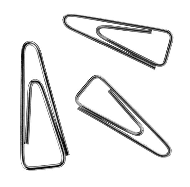 istock Metal paper clips isolated on white background 1405738051