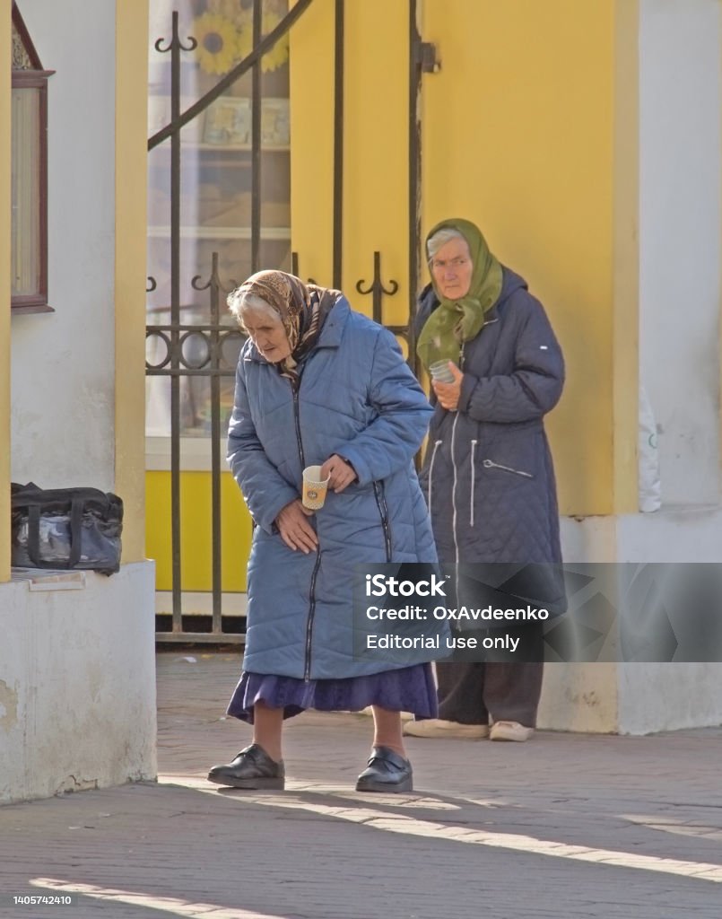 Drunk Beggar Enters A Church And Ask To Sing Female Beggars Begging At The Door To A Church Women Poverty Stock
