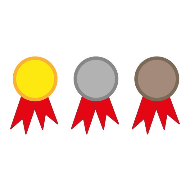 illustrations, cliparts, dessins animés et icônes de médailles vides pour la conception de jeux. contexte de la cérémonie de remise des prix. icône de badge. illustration vectorielle. image de stock. - ranking blue beginnings number